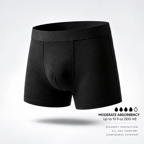 Men’s Moderate Absorbent Washable Incontinence Boxer