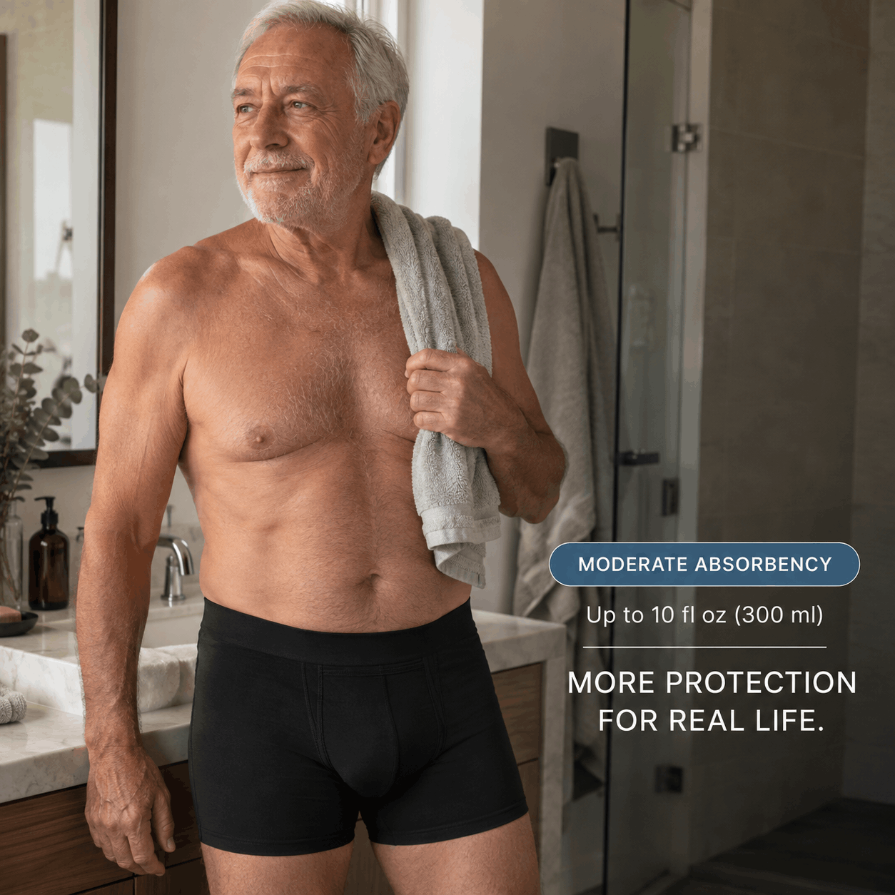 Men’s Moderate Absorbent Washable Incontinence Boxer